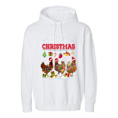 Chicken Christmas Lights Merry Xmas Family Matching Pajama Garment-Dyed Fleece Hoodie