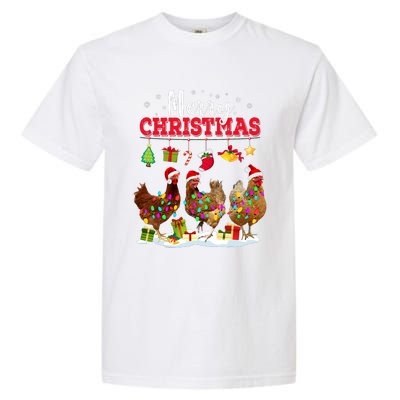 Chicken Christmas Lights Merry Xmas Family Matching Pajama Garment-Dyed Heavyweight T-Shirt