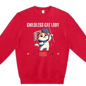 Childless Cat Lady Childless Cat Lady Kamala 2024 Premium Crewneck Sweatshirt