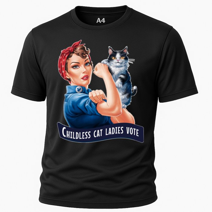 Childless Cat Ladies Vote Rosie The Riveter Cooling Performance Crew T-Shirt