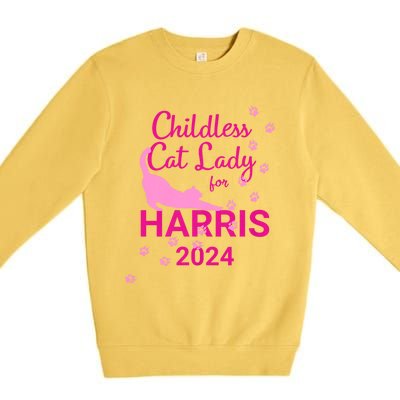 Childless Cat Lady For Harris 2024 Premium Crewneck Sweatshirt