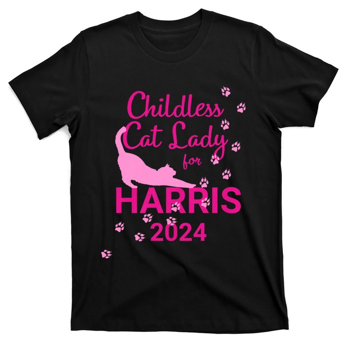 Childless Cat Lady For Harris 2024 T-Shirt