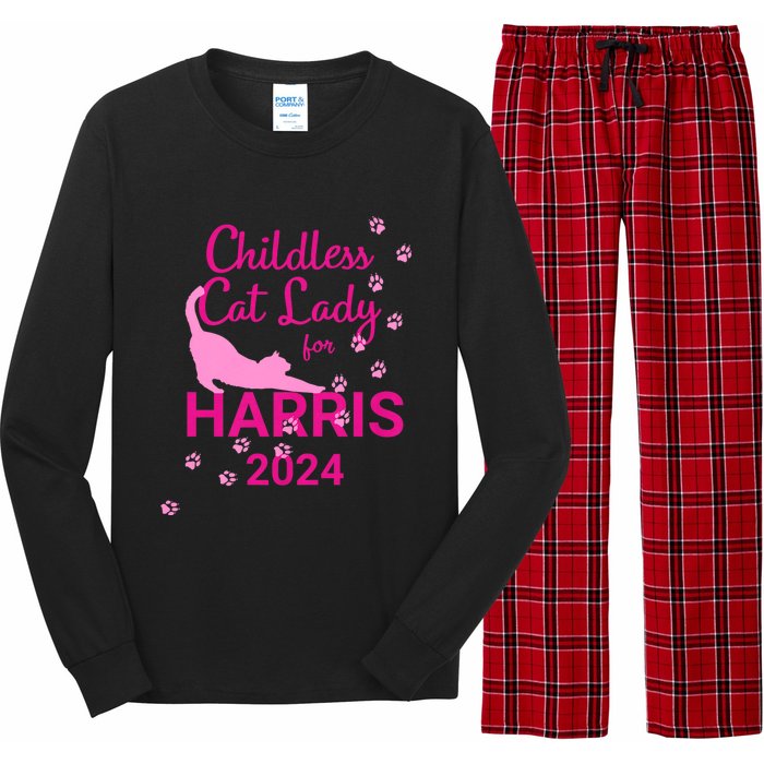 Childless Cat Lady For Harris 2024 Long Sleeve Pajama Set