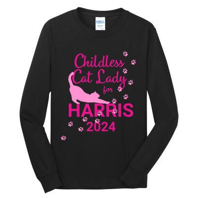 Childless Cat Lady For Harris 2024 Tall Long Sleeve T-Shirt