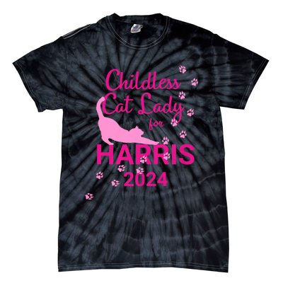 Childless Cat Lady For Harris 2024 Tie-Dye T-Shirt