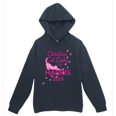 Childless Cat Lady For Harris 2024 Urban Pullover Hoodie