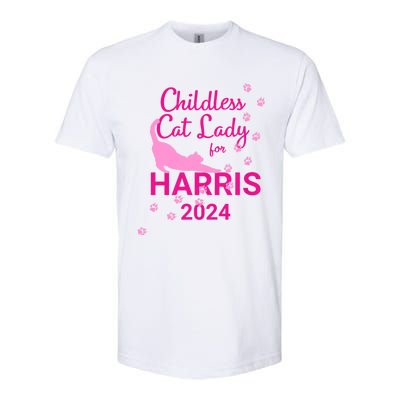 Childless Cat Lady For Harris 2024 Softstyle CVC T-Shirt