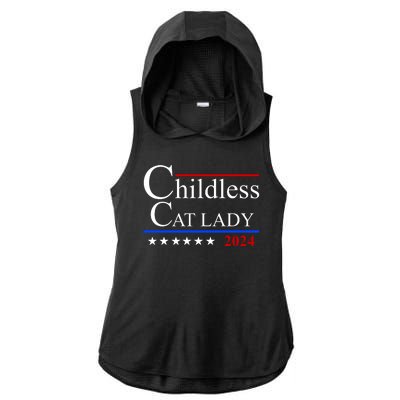 Childless Cat Lady 2024 Funny Kamala Harris Ladies PosiCharge Tri-Blend Wicking Draft Hoodie Tank