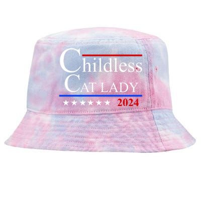 Childless Cat Lady 2024 Funny Kamala Harris Tie-Dyed Bucket Hat