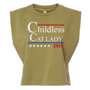 Childless Cat Lady 2024 Funny Kamala Harris Garment-Dyed Women's Muscle Tee