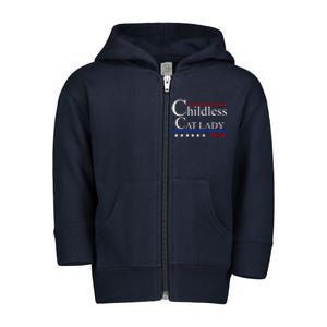 Childless Cat Lady 2024 Funny Kamala Harris Toddler Zip Fleece Hoodie