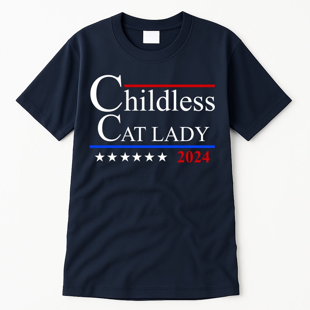 Childless Cat Lady 2024 Funny Kamala Harris Tall T-Shirt