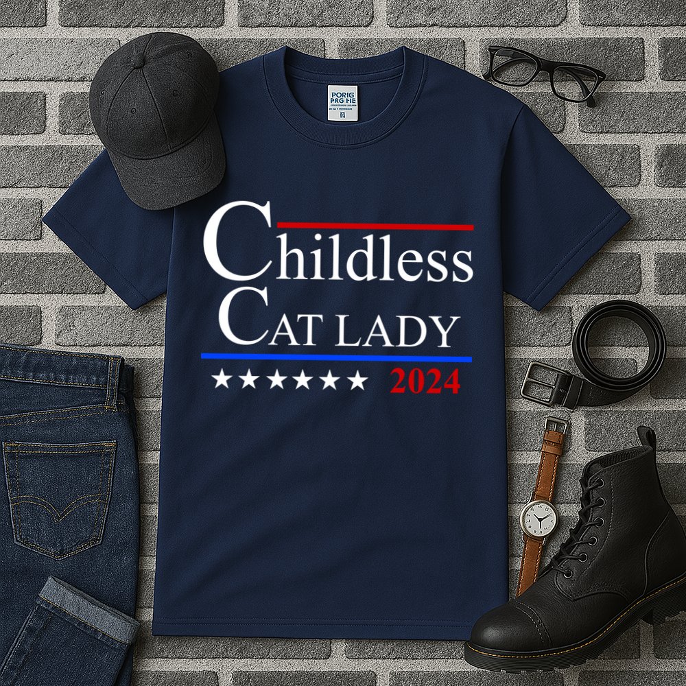 Childless Cat Lady 2024 Funny Kamala Harris Tall T-Shirt