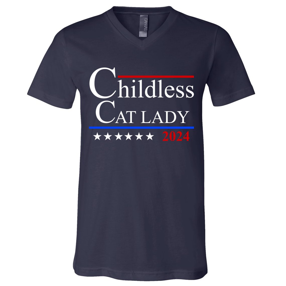 Childless Cat Lady 2024 Funny Kamala Harris V-Neck T-Shirt