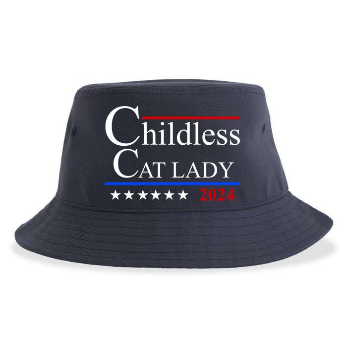 Childless Cat Lady 2024 Funny Kamala Harris Sustainable Bucket Hat