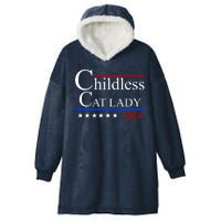 Childless Cat Lady 2024 Funny Kamala Harris Hooded Wearable Blanket