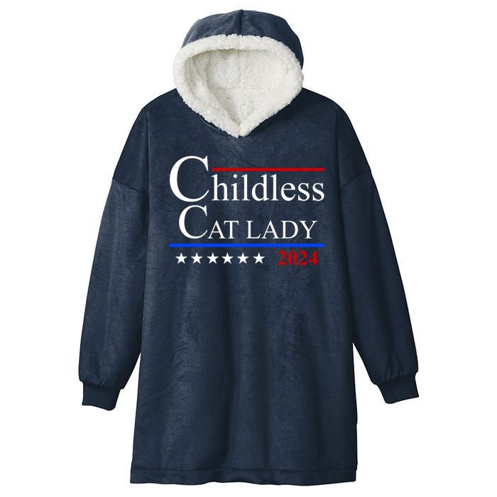 Childless Cat Lady 2024 Funny Kamala Harris Hooded Wearable Blanket