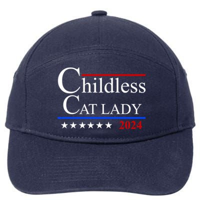 Childless Cat Lady 2024 Funny Kamala Harris 7-Panel Snapback Hat