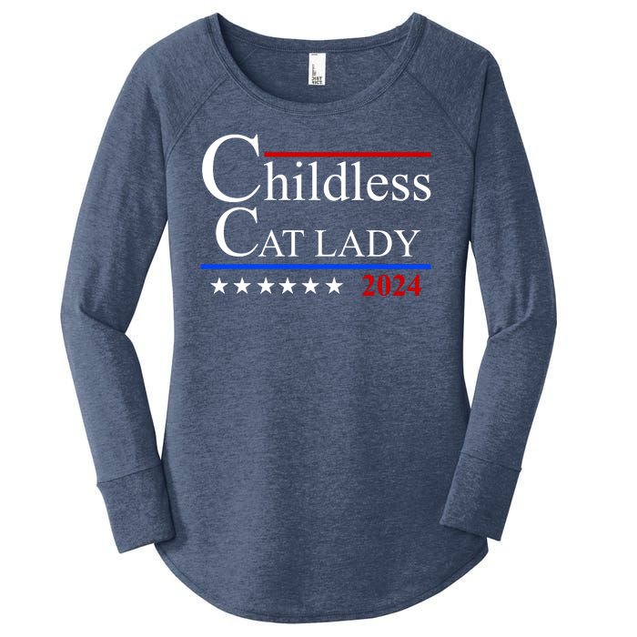 Childless Cat Lady 2024 Funny Kamala Harris Women's Perfect Tri Tunic Long Sleeve Shirt