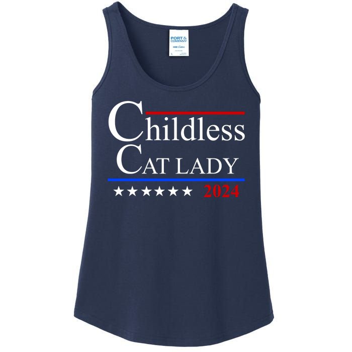 Childless Cat Lady 2024 Funny Kamala Harris Ladies Essential Tank