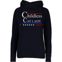 Childless Cat Lady 2024 Funny Kamala Harris Womens Funnel Neck Pullover Hood