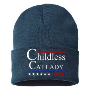 Childless Cat Lady 2024 Funny Kamala Harris Sustainable Knit Beanie