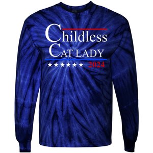 Childless Cat Lady 2024 Funny Kamala Harris Tie-Dye Long Sleeve Shirt