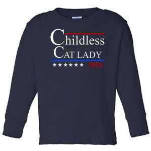 Childless Cat Lady 2024 Funny Kamala Harris Toddler Long Sleeve Shirt