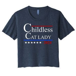 Childless Cat Lady 2024 Funny Kamala Harris Women's Crop Top Tee