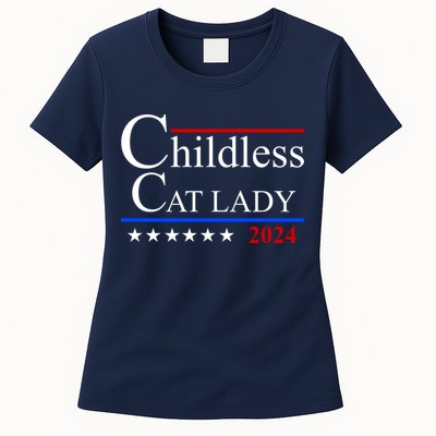 Childless Cat Lady 2024 Funny Kamala Harris Womens T-Shirt