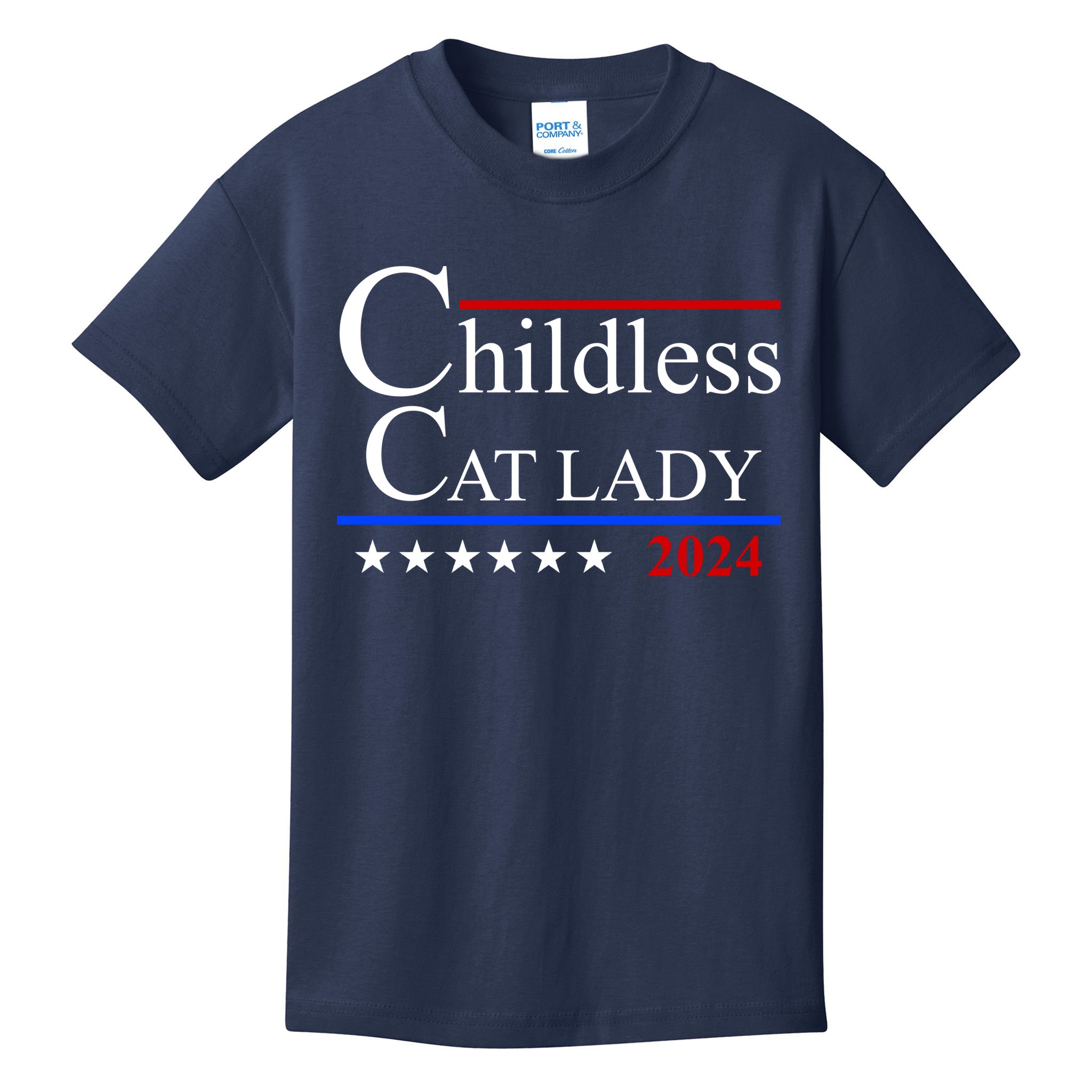 Childless Cat Lady 2024 Funny Kamala Harris Kids T-Shirt