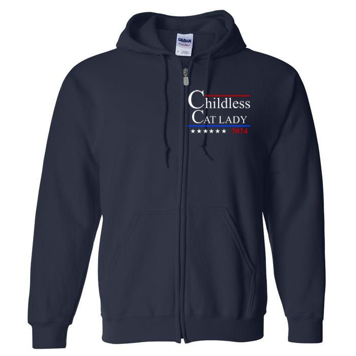 Childless Cat Lady 2024 Funny Kamala Harris Full Zip Hoodie