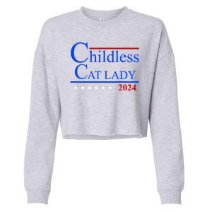 Childless Cat Lady 2024 Funny Kamala Harris Cropped Pullover Crew