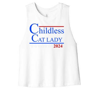 Childless Cat Lady 2024 Funny Kamala Harris Women's Racerback Cropped Tank