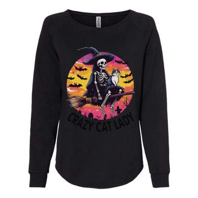 Crazy Cat Lady Funny Witch Halloween Spooky Womens California Wash Sweatshirt