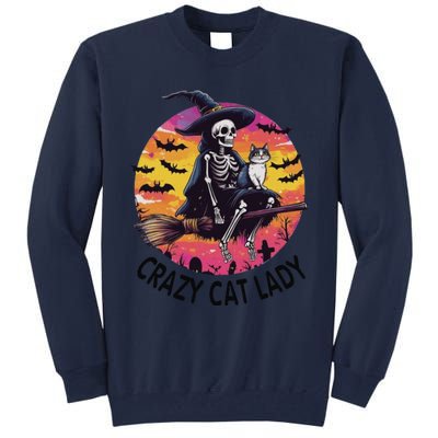 Crazy Cat Lady Funny Witch Halloween Spooky Tall Sweatshirt