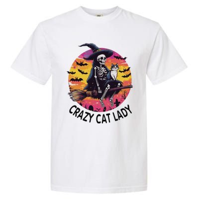 Crazy Cat Lady Funny Witch Halloween Spooky Garment-Dyed Heavyweight T-Shirt