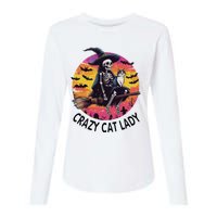 Crazy Cat Lady Funny Witch Halloween Spooky Womens Cotton Relaxed Long Sleeve T-Shirt