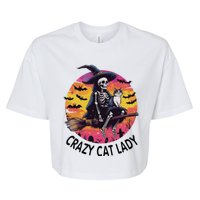 Crazy Cat Lady Funny Witch Halloween Spooky Bella+Canvas Jersey Crop Tee