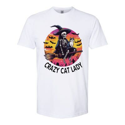 Crazy Cat Lady Funny Witch Halloween Spooky Softstyle CVC T-Shirt