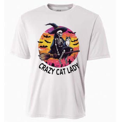 Crazy Cat Lady Funny Witch Halloween Spooky Cooling Performance Crew T-Shirt