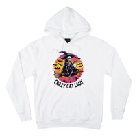 Crazy Cat Lady Funny Witch Halloween Spooky Hoodie