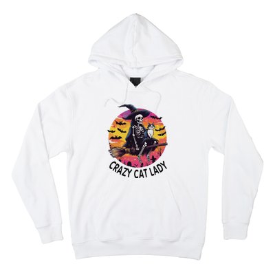 Crazy Cat Lady Funny Witch Halloween Spooky Hoodie