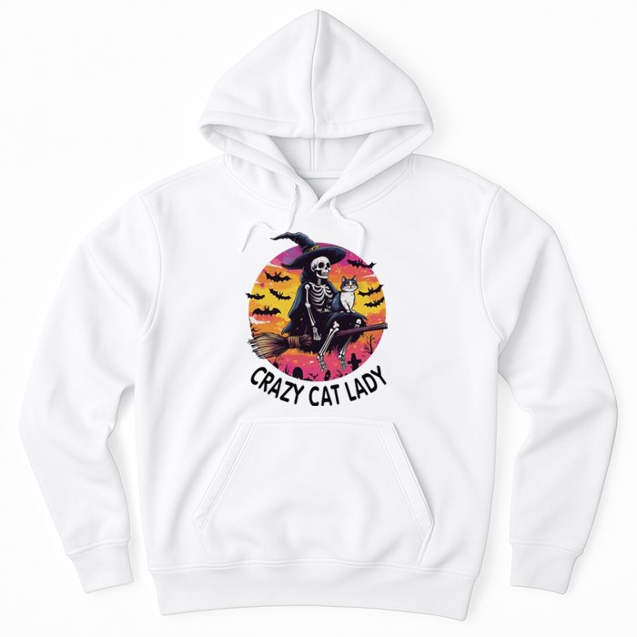 Crazy Cat Lady Funny Witch Halloween Spooky Hoodie