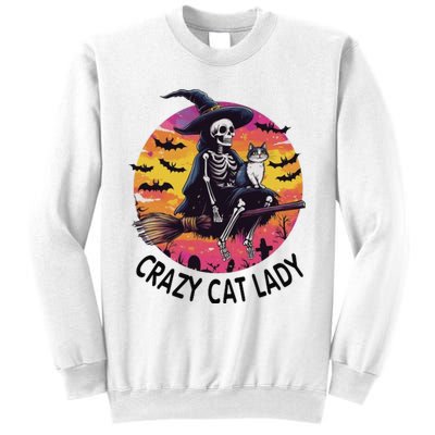 Crazy Cat Lady Funny Witch Halloween Spooky Sweatshirt