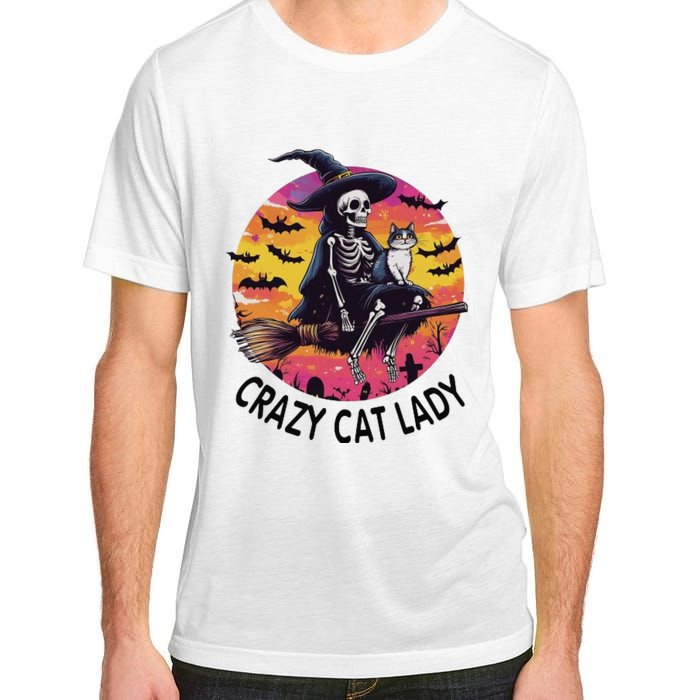 Crazy Cat Lady Funny Witch Halloween Spooky Adult ChromaSoft Performance T-Shirt