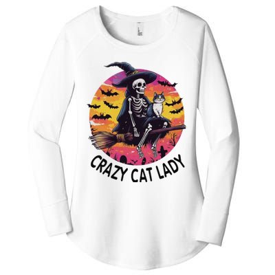 Crazy Cat Lady Funny Witch Halloween Spooky Women's Perfect Tri Tunic Long Sleeve Shirt