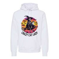 Crazy Cat Lady Funny Witch Halloween Spooky Premium Hoodie