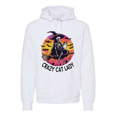 Crazy Cat Lady Funny Witch Halloween Spooky Premium Hoodie