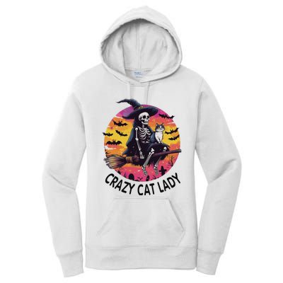 Crazy Cat Lady Funny Witch Halloween Spooky Women's Pullover Hoodie